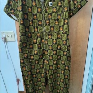 Lucy & Yak Corduroy Green and Orange Patterned Jumpsuit (Worn Once)